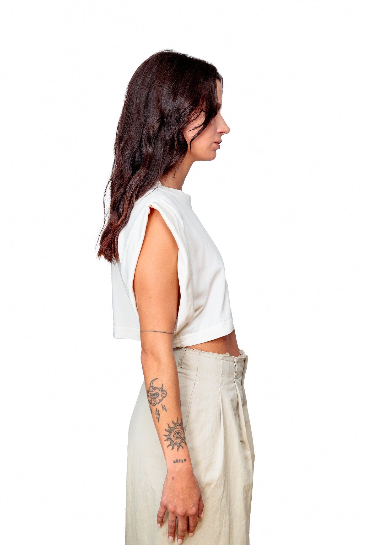 Off-White Cotton Crop Top Logo