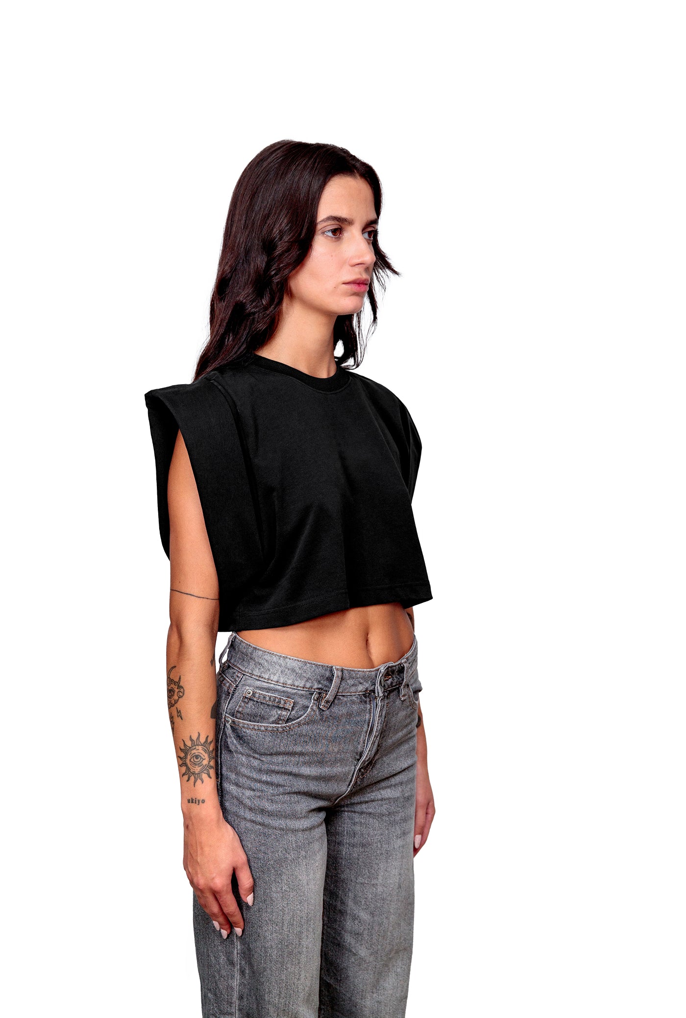 Anthracite Cotton Crop Top