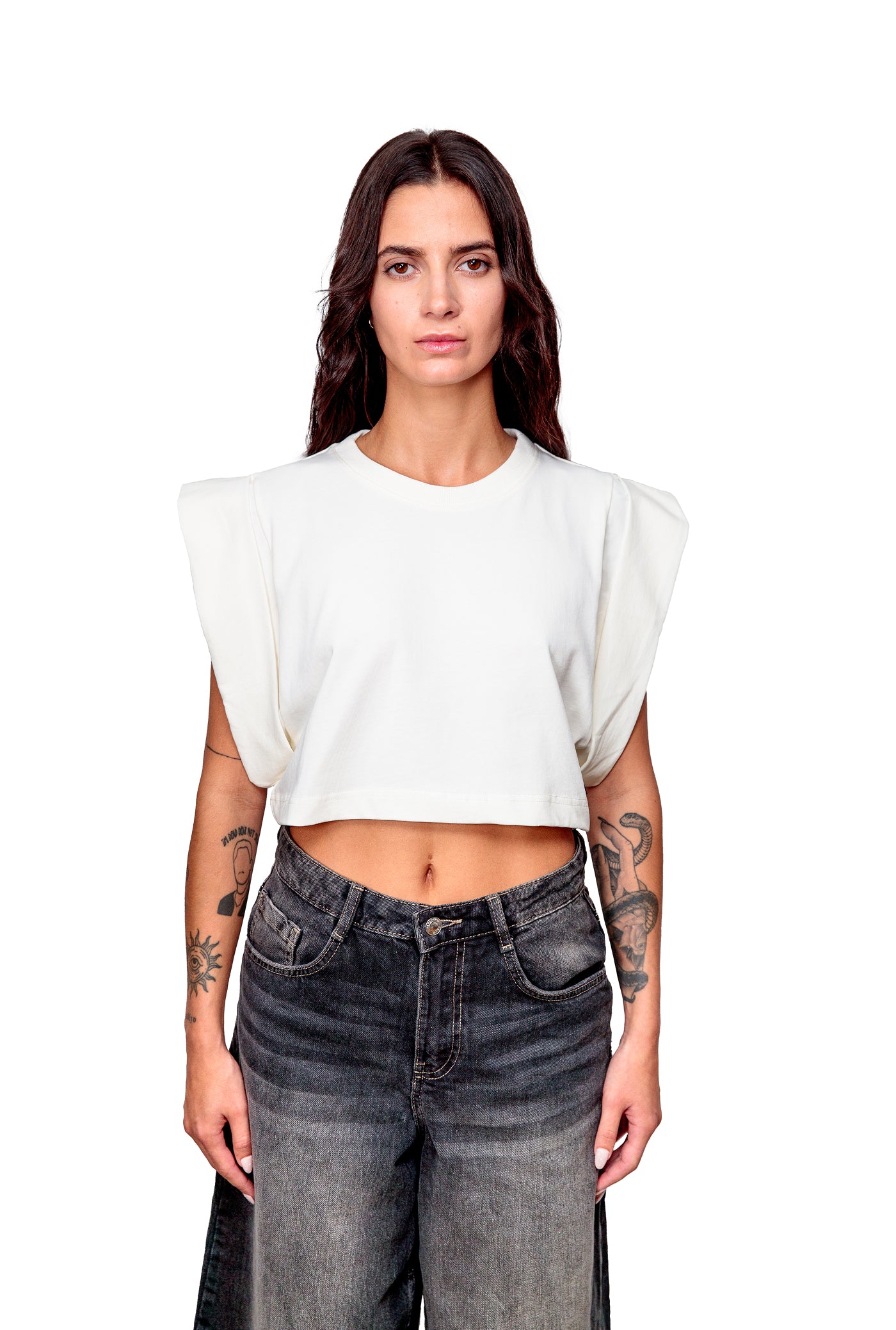 Off-white Cotton Crop Top