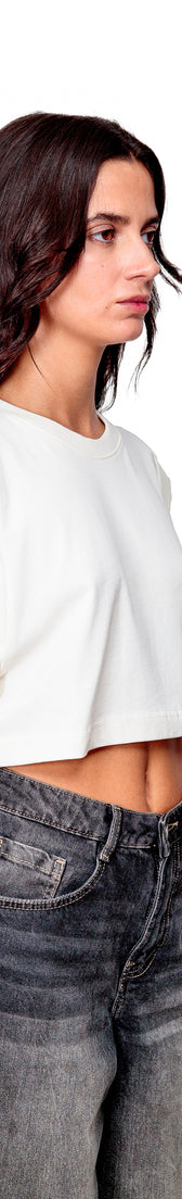 Off-white Cotton Crop Top