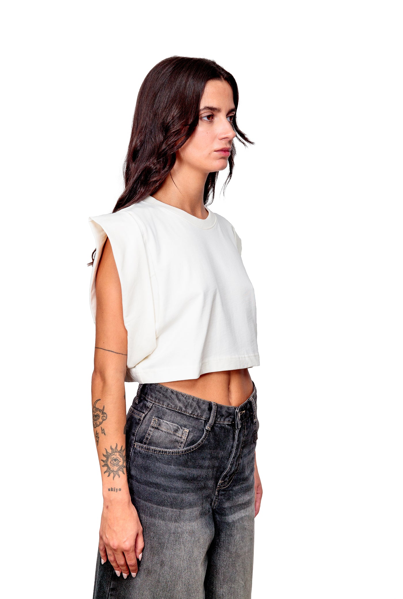 Off-white Cotton Crop Top