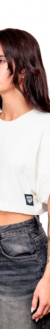 Off-white Cotton Crop Top