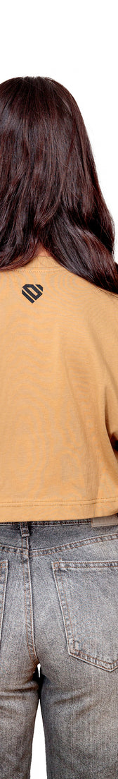 Camel Cotton Crop Top T-Shirt