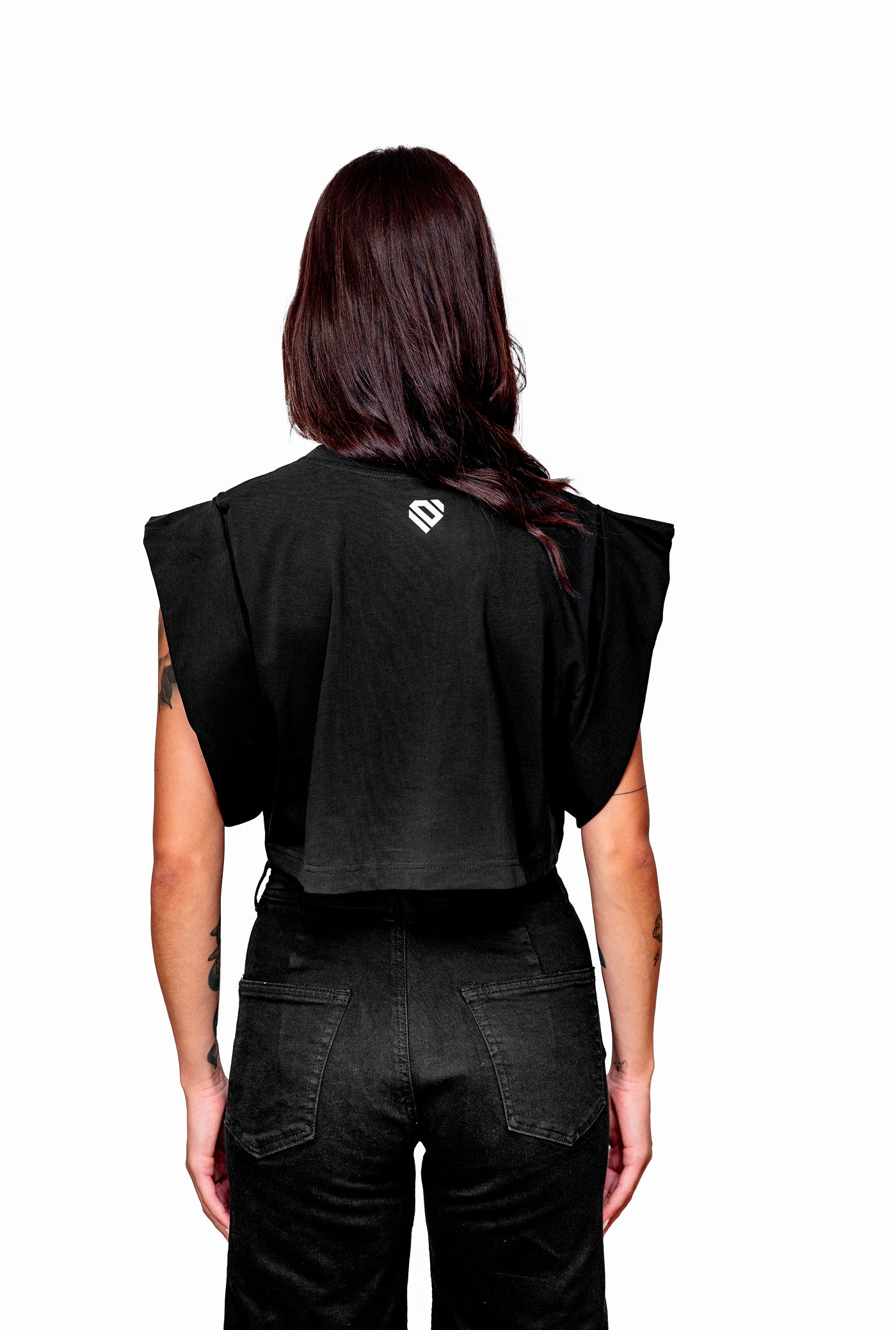 Anthracite Cotton Printed Crop Top