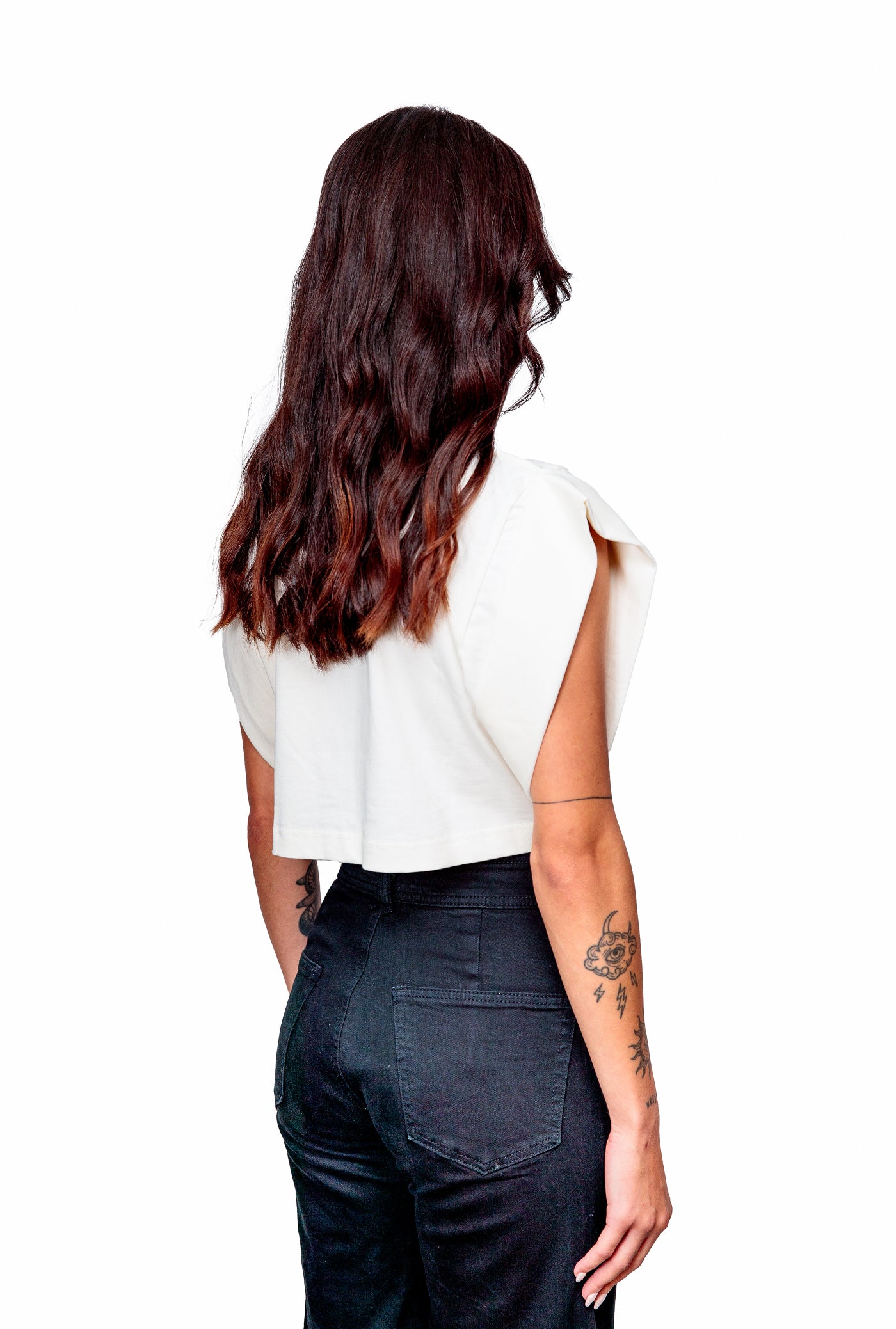 Off-white Cotton Printed Crop Top
