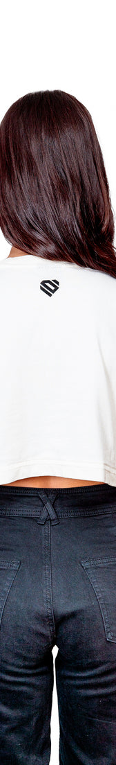 Off-white Cotton Printed Crop Top